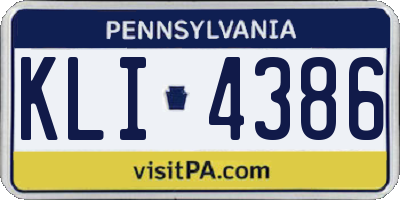 PA license plate KLI4386