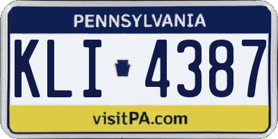 PA license plate KLI4387