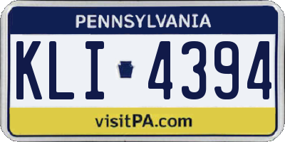 PA license plate KLI4394