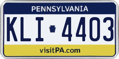 PA license plate KLI4403