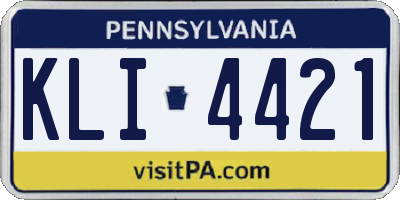 PA license plate KLI4421