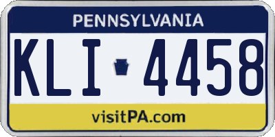 PA license plate KLI4458