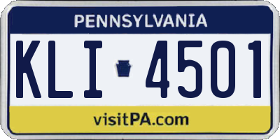 PA license plate KLI4501