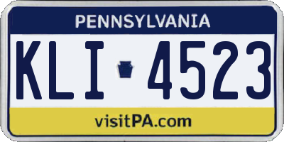 PA license plate KLI4523