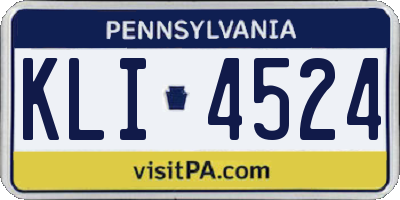 PA license plate KLI4524