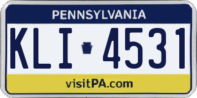 PA license plate KLI4531