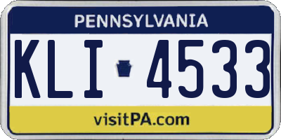 PA license plate KLI4533