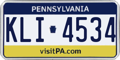 PA license plate KLI4534