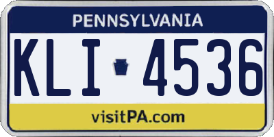 PA license plate KLI4536