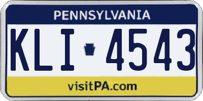 PA license plate KLI4543