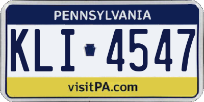 PA license plate KLI4547