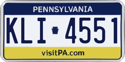 PA license plate KLI4551