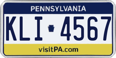 PA license plate KLI4567