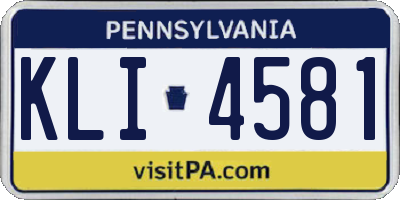 PA license plate KLI4581