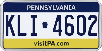 PA license plate KLI4602