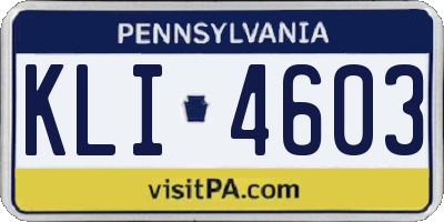 PA license plate KLI4603