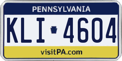 PA license plate KLI4604