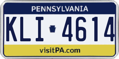 PA license plate KLI4614