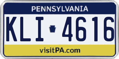 PA license plate KLI4616