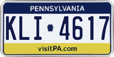 PA license plate KLI4617
