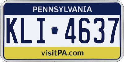 PA license plate KLI4637