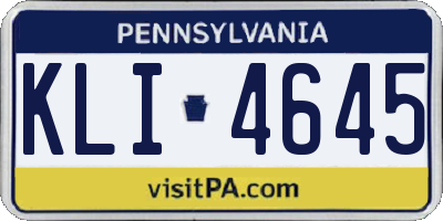 PA license plate KLI4645