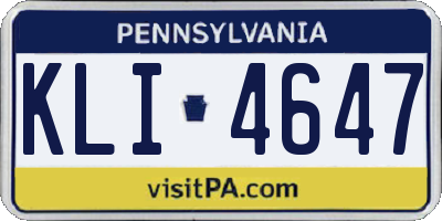PA license plate KLI4647