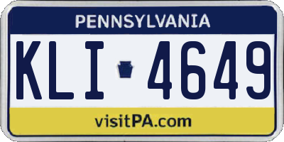 PA license plate KLI4649
