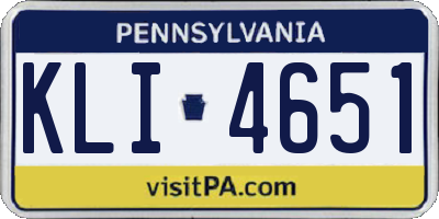 PA license plate KLI4651