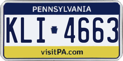PA license plate KLI4663