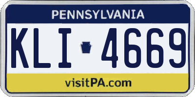 PA license plate KLI4669