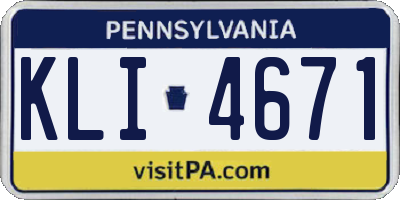 PA license plate KLI4671