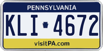 PA license plate KLI4672