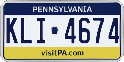 PA license plate KLI4674