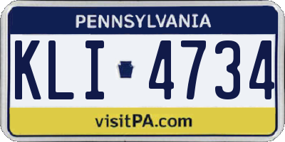 PA license plate KLI4734