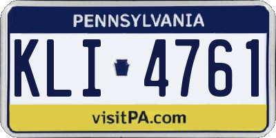 PA license plate KLI4761