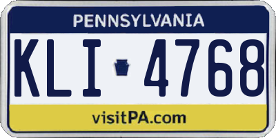 PA license plate KLI4768