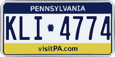 PA license plate KLI4774