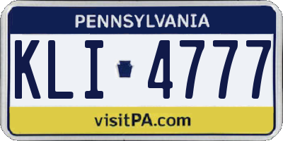 PA license plate KLI4777