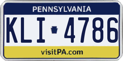 PA license plate KLI4786