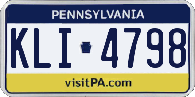 PA license plate KLI4798