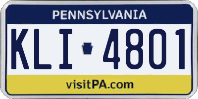 PA license plate KLI4801