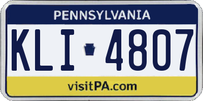 PA license plate KLI4807