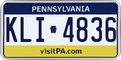PA license plate KLI4836