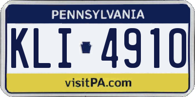PA license plate KLI4910