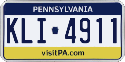 PA license plate KLI4911