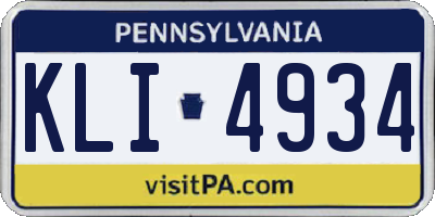 PA license plate KLI4934
