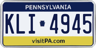PA license plate KLI4945