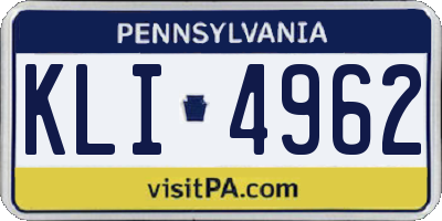 PA license plate KLI4962