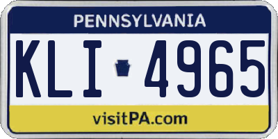 PA license plate KLI4965